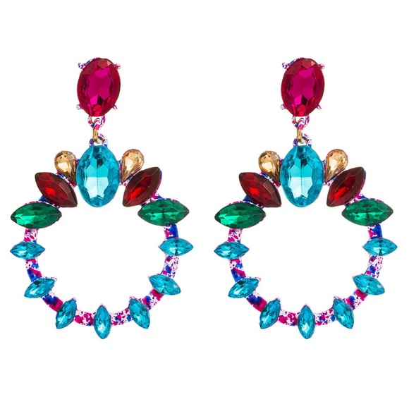 Round Rhinestone Earrings - Picture 5 of 5